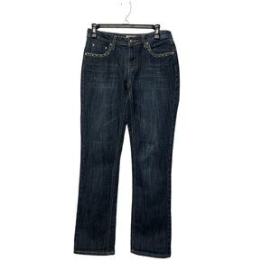 Earl Jean Denim Pants Womens Size 6 Embellished Pocket Straight Leg Black Jeans